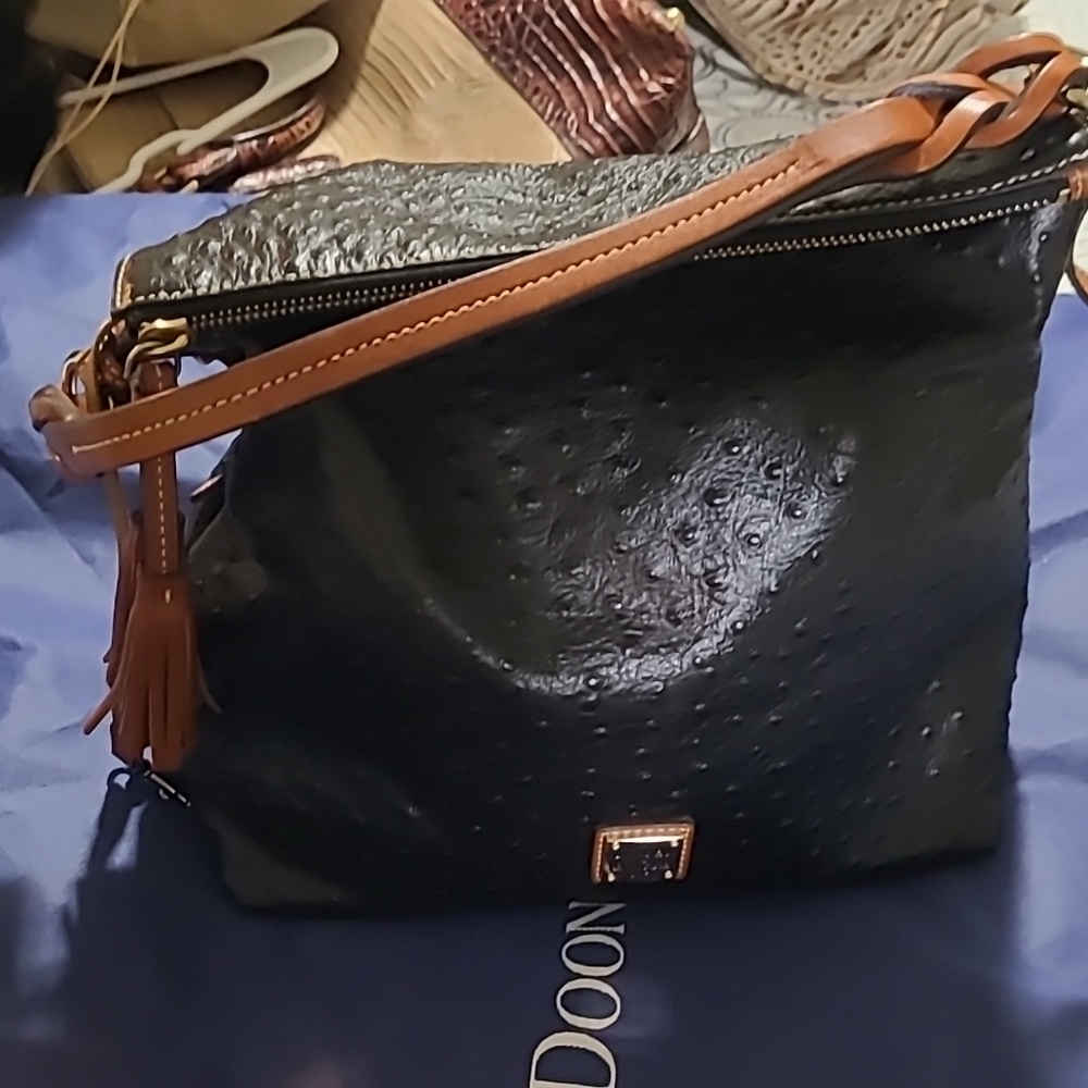 DOONEY Black Ostrich Hobo bag